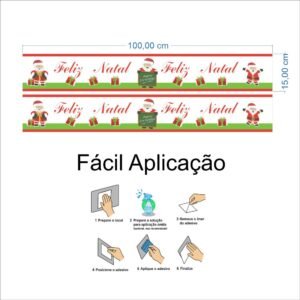 Kit 2 Faixa Adesivo Decorativo Vitrine Natalino